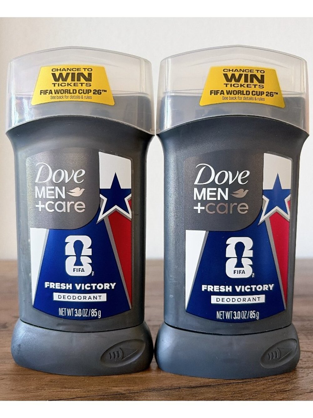 2 Dove Men+Care Fresh Victory FIFA World Cup Deodorant Stick 72H 3 OZ